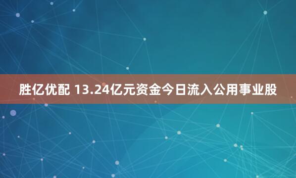 胜亿优配 13.24亿元资金今日流入公用事业股